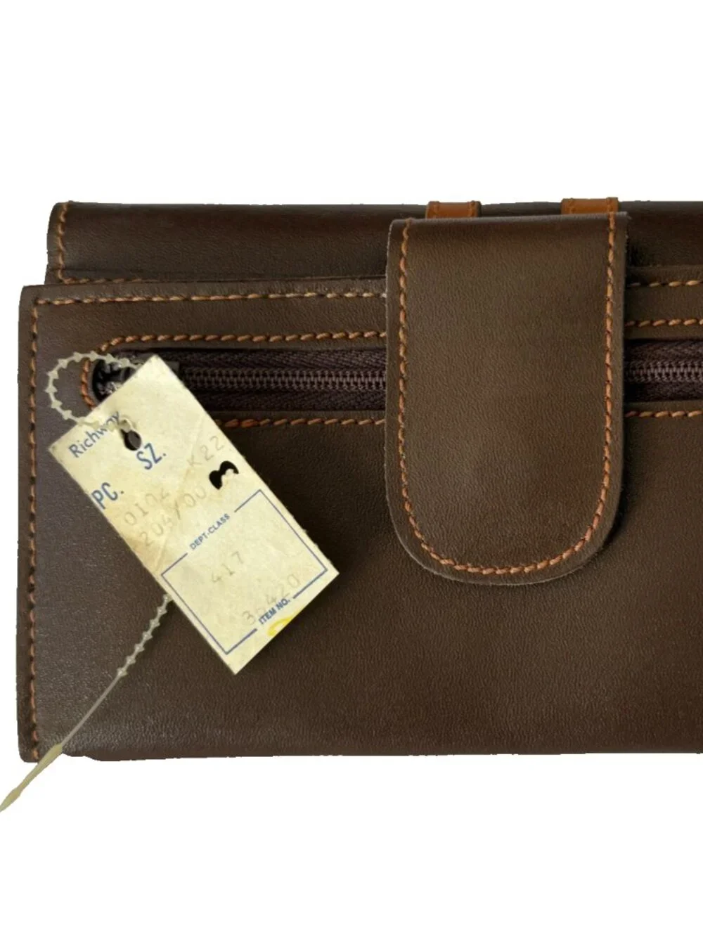 VINTAGE WESTPORT ZIP POCKET MEMO PAD BROWN LEATHER WALLET CLUTCH WOMENS TAIWAN